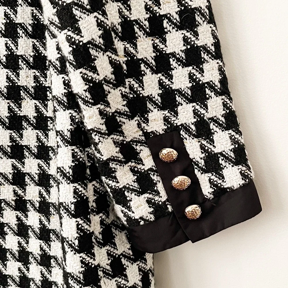 Tuckernuck Pomander Place Coco Tweed Houndstooth Bow Dress XXL Black White‎